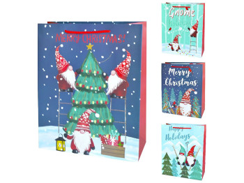 Пакет новогодний бумажный M Happy holidays, 26х32х12см