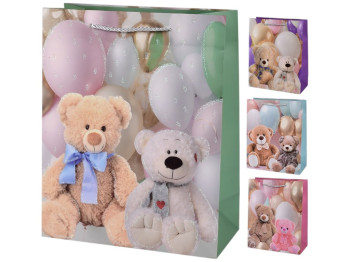 Пакет подарочный Balloons, бумага, 18х23х10см, 4 дизайна (цена за 1шт)
