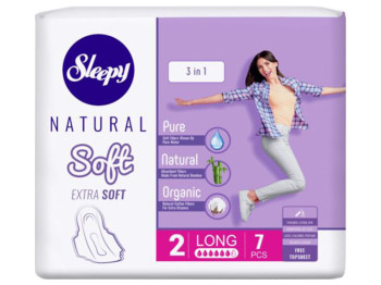 Прокладки ультратонкі Sleepy Natural Extra Soft Lady Pad Long-2, 6 капель, 7шт