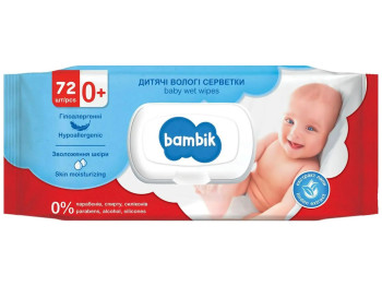 Салфетки влажные детские Bambik, с первых дней жизни, с экстрактом липы, с клапаном, 72шт