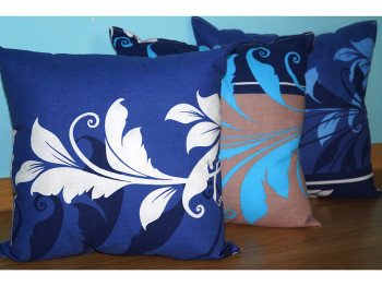 Подушка "Синя і сіра" 100% бавовна, холлофайбер 40x40см