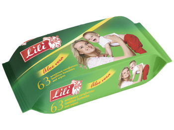 Влажные салфетки детские "Lili" "С экстрактом алоэ" вера 63шт