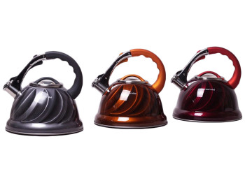 Чайник Kamille 3л нержавеющая сталь со свистком и бакелитовой ручкой (красный, золотой, серый)