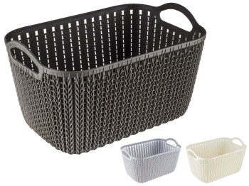 Корзина-плетенка для белья пластиковая (расцветка ассорти) 29,5х21х15,5см 85525M