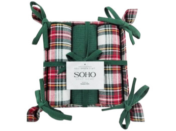 Набір рушників Soho Sell Green, бавовна, 40×60см, колір зелено-червоний, 3шт