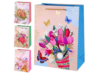 Пакет подарочный бумажный M Bouquet, 26x32x10см