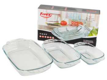 Противни термостекло Firex 500мл+1л+2л (цена за набор 3 предмета)