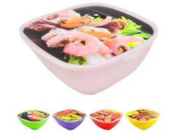 Миска-салатница с крышкой Ассорти, 2,5л, 22x22x10см