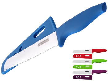 Нож керамический для хлеба Kamille с ручкой из ABS-TPR и чехлом (лезвие 15см, рукоятка 12,5см)