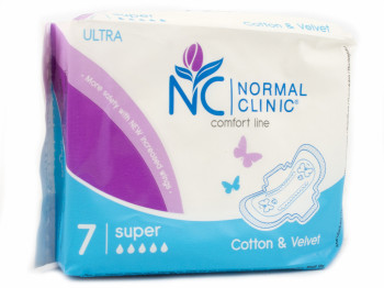 Прокладки для крит. дней Normal Clinic Comfort ultra cotton&velvet 5капель (цена за уп. 7шт) NCF08B