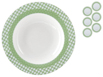 Тарелка суповая фарфоровая Maestro "Клетка" green D21,25см (цена за набор 6шт)