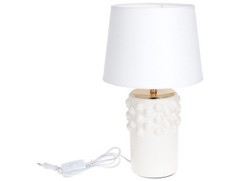 Лампа настольная с керамическим основанием и тканевым абажуром, 42см, цвет – белый