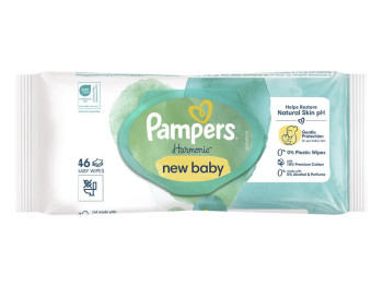 Салфетки влажные детские Pampers Harmonie New Baby, без спирта, ароматизаторов и красителей, 46шт