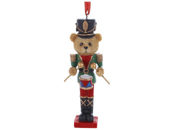 Елочная игрушка из полистоуна Мишка-солдатик, 15см
