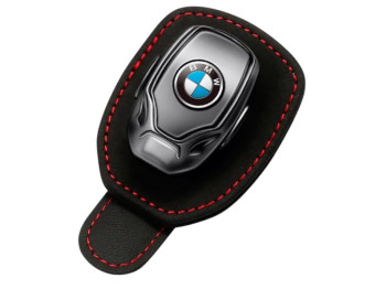 Держатель для очков и банковских карт BMW, кожа, цвет чёрный