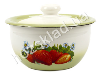 Салатник Idilia с крышкой "Клубника" на салатовом 1.5л 17см