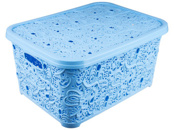 Корзина с крышкой Ажур (цвет - голубой) 28л Efe plastics