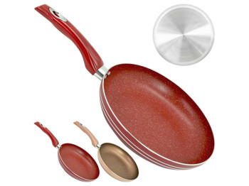 Сковорода с мраморным покрытием без крышки D26см (цвета ассорти)