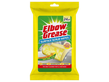 Серветки вологі для прибирання Elbow Grease Surface Scrub Wipes, двосторонні, з ароматом лимона,24шт