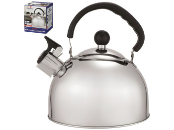 Чайник металлический Stenson с крышкой-свистком, ручка не нагревается, одинарное дно 2,5л