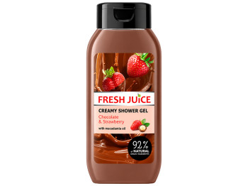 Крем‑гель для душа Fresh Juice Chocolate & Strawberry, с экстрактами какао и клубники, 400мл