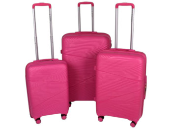 Чемодан с кодовым замком, полипропилен, 20/24/28, цвет розовый (цена за набор 3шт)