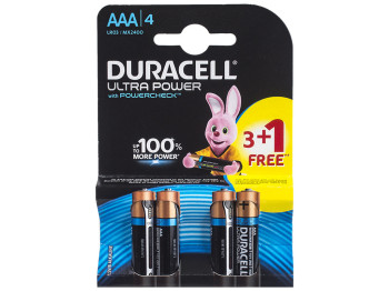 Батарейка алкалиновая Duracell Ultra Power, 1.5V, AAA, LR03 MX2400 (цена за блистер 4шт)