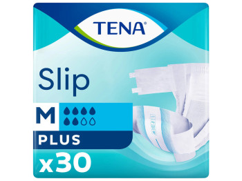 Підгузки для дорослих Tena Slip Plus, одноразові, поліестер, целюлоза, 5 крапель, 73-122см, 30шт