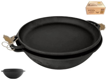 Казан узбекский WOK с крышкой-сковородой, 15л