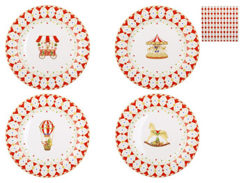 Тарілка десертна Зимова Казка, порцеляна, 19×1,5см, 4 дизайни (ціна за 1шт)