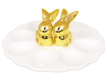 Керамічна тарілка для яєць з кроликом, 20,2×20,2×8,5см