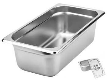 Емкость гастрономическая с крышкой, нержавеющая сталь, 4,7л, 33×27×7см