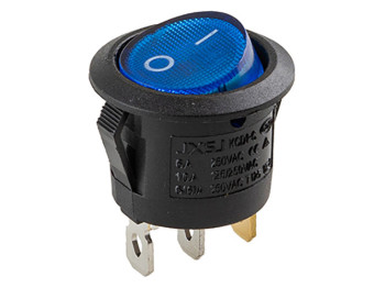 Перемикач on-off з підсвічуванням 12V круглий 3pin синій (YJ-WF01B)