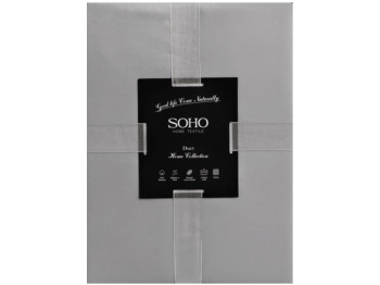 Комплект постельного белья Soho, полуторный, 150×200см, 155×220см, сатин, цвет айвори с серым