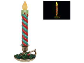 Декоративная фигура Свеча в золотом подсвечнике с LED подсветкой на батарейках (3xAA), 45см
