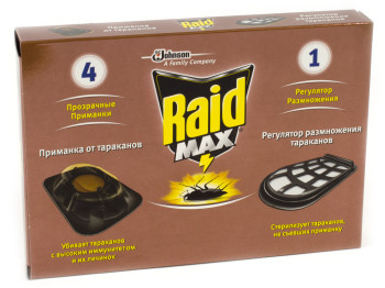 Ловушка для тараканов Raid Max (4 ловушки и регулятор)