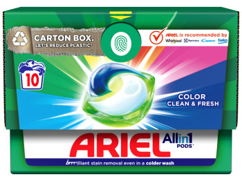 Капсулы для стирки Ariel Pods Все-в-1, Чистота и Свежесть, для цветной стирки, 10шт