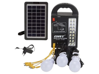 Фонарь переносной с солнечной панелью, 3 лампы, пауэрбанк, 6V4500мА, 23x13см