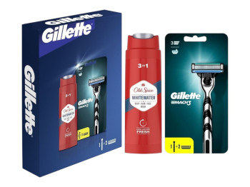 Набір для гоління Gillette Mach3 із гелем для душу old spice whitewater 3в1, 250 мл