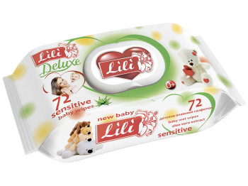 Влажные салфетки детские Lili Deluxe с экстрактом алоэ вера 72шт с клапаном