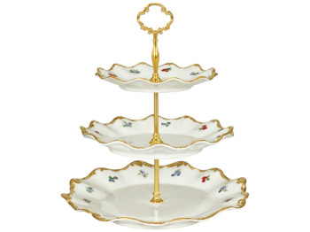 Конфетница Шантильи, 3-ярусная, фарфор, 31х25х19х33см, цвет кремовый
