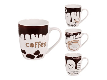 Чашка порцелянова Coffee, 360 мл, декор кави, колір білий