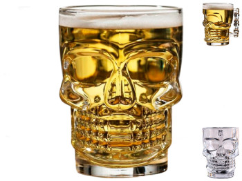 Бокал стеклянный в виде черепа, 540мл, 12,5×12×9,5см, прозрачный