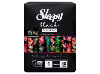 Прокладки ежедневные Sleepy Black Normal, черные, 3капли, 40шт