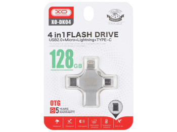 USB флеш-накопитель XO DK04 USB2.0 4 in 1 128GB, Стальной