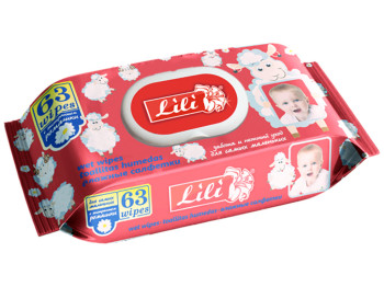 Влажные салфетки детские Lili с экстрактом ромашки 63шт с клапаном
