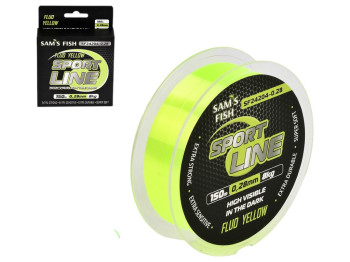 Леска Sam’s Fish Sport Line, нейлон, тест 8 кг, 0,28мм, 150м, цвет флуоресцентный желтый