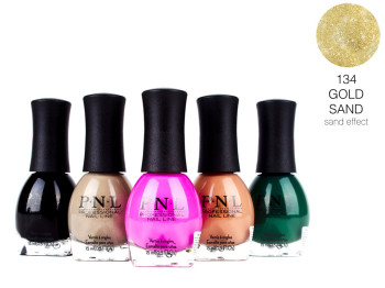 Лак для ногтей P.N.L №134 GOLD SAND sand effect 15мл