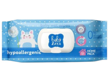 Салфетки влажные детские Baby Zaya, для новорожденных, гипоаллергенные, без спирта, с клапаном, 84шт