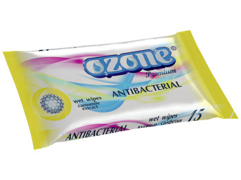Вологі серветки дитячі Ozone Premium "З екстрактом ромашки" антибактеріальні 15шт